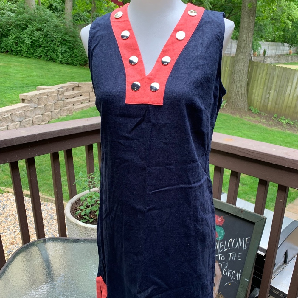 Tommy Hilfiger Women’s Slitted Short Shift Dress Petites 2P Blue